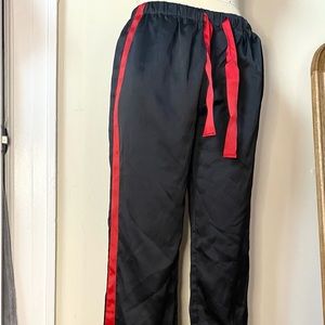 Satin Black and Red stripe pant